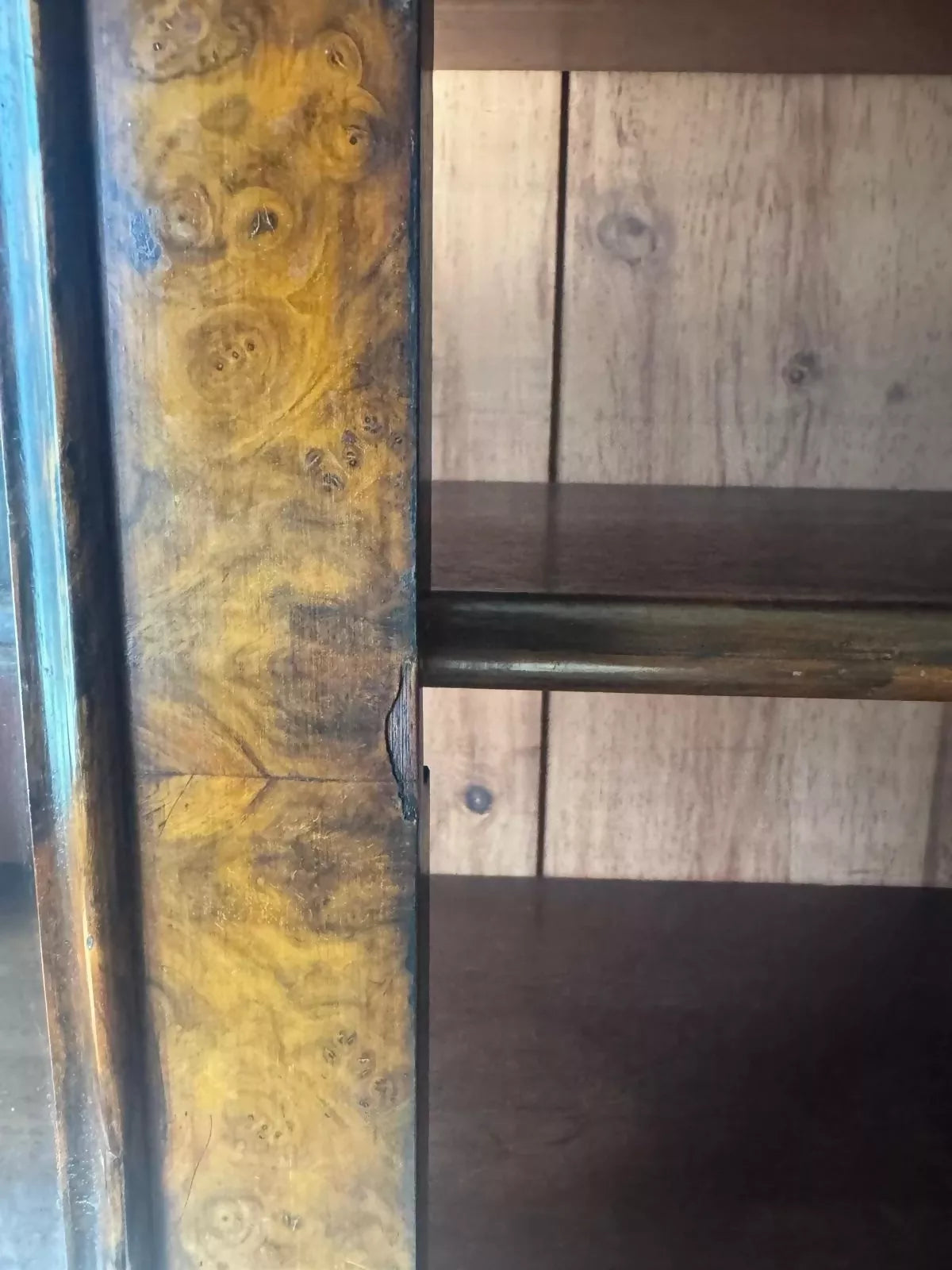 Vintage Victorian Burle Walnut Display China Bookcase Glazed Cabinet