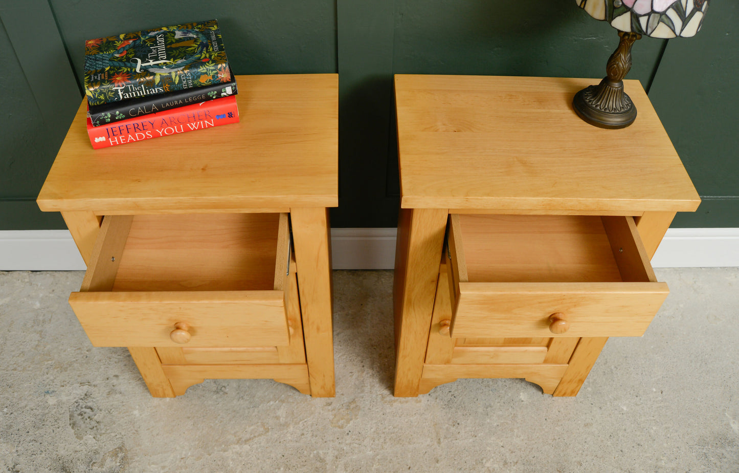 Pair Pine Bedside Tables - Modern