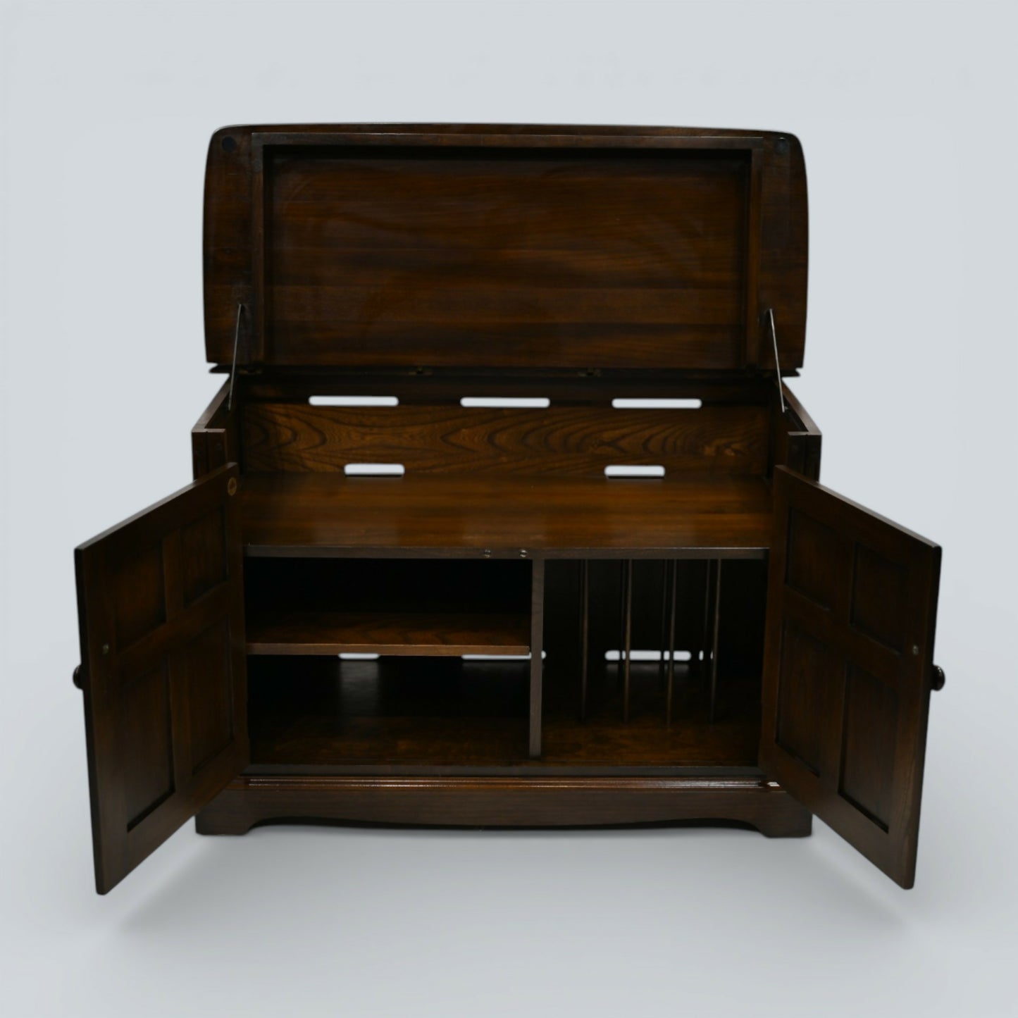 Ercol Malvern Music Hi Fi Cabinet Record Storage Dark Finish FREE UK Delivery