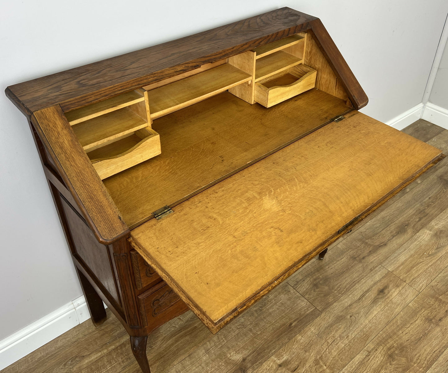 Secretaire Writing Desk Vintage French Louis Oak Rare Bureaux Cabinet LOT 6318