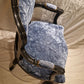 Louis XV Rococco Style Vintage Antique Chair Blue Crushed Velvet
