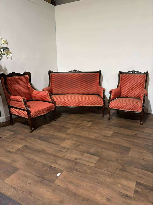 Edwardian Upholstered Mahogany Framed Salon Suitez