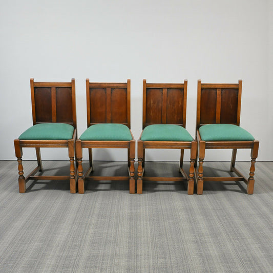 4 Old Charm Style Dining Chairs Oak Green Drop In/On Seats FREE UK Delivery*