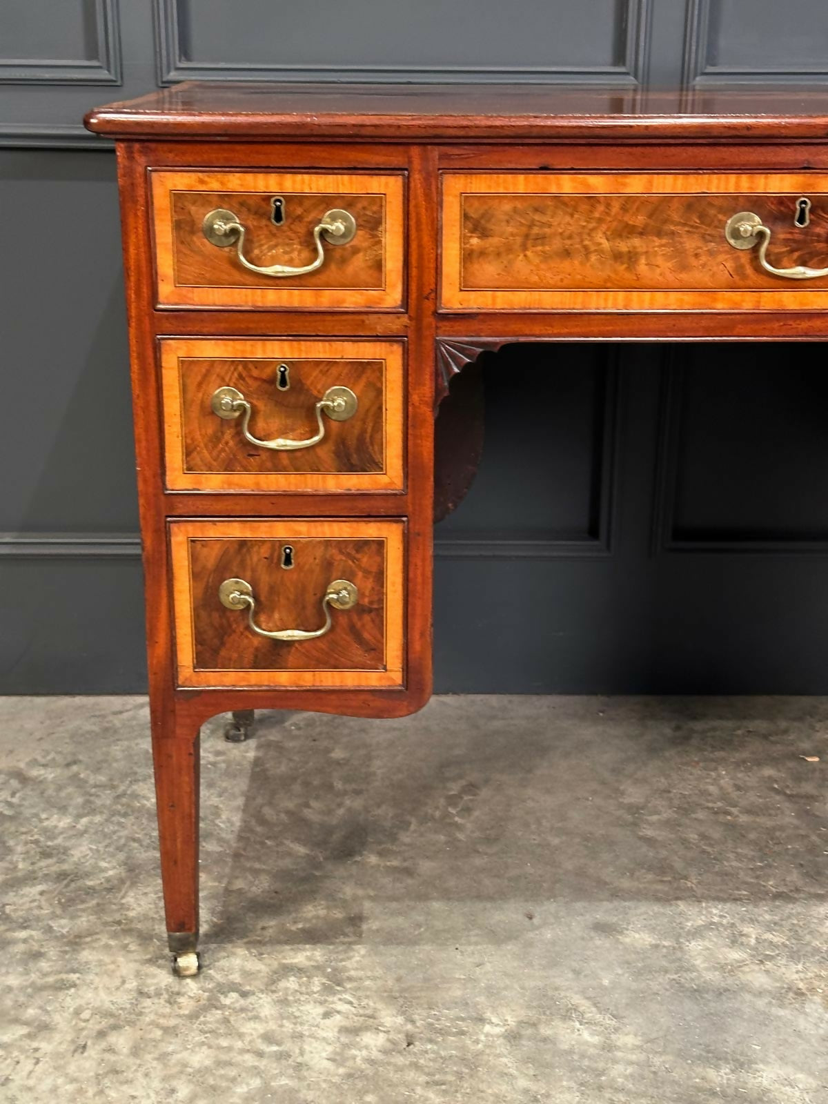18th Century Marquetry Inlaid Mahogany Writing Desk