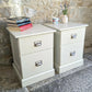 Pair Painted Bedside Tables with Drawers - Off White/ Cream