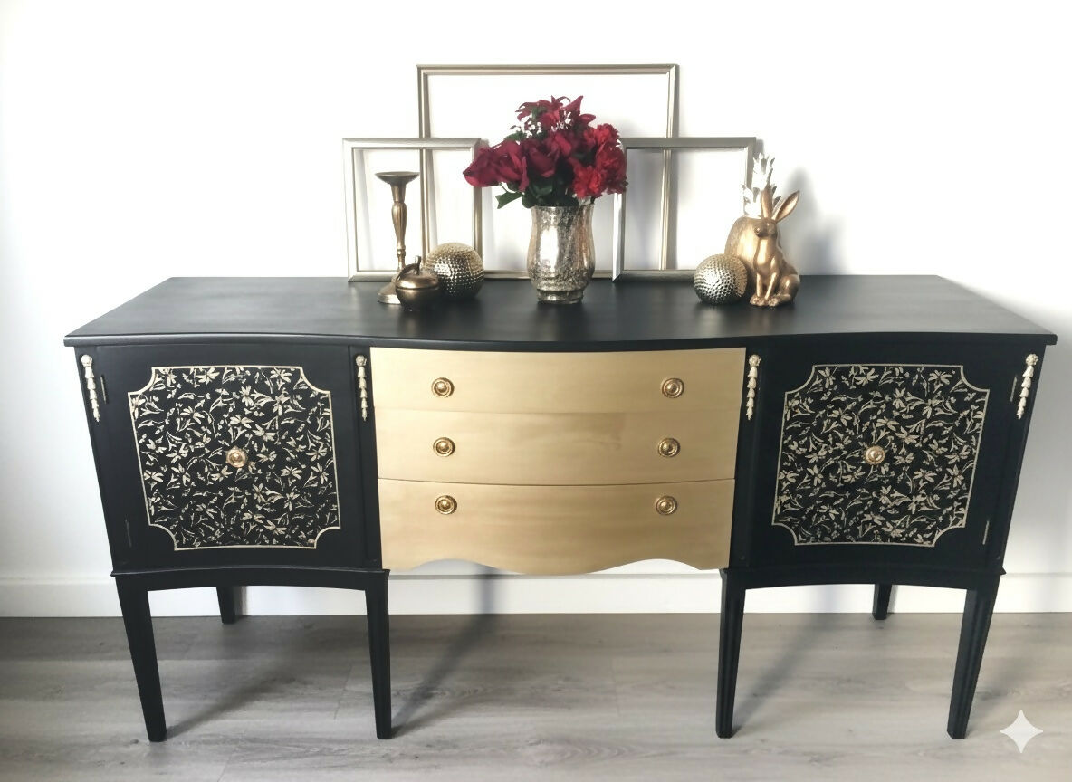 Strongbow sideboard in black and vintage gold