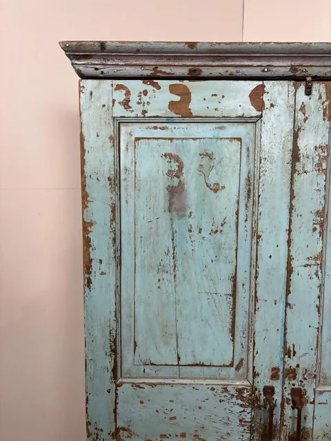Reclaimed Blue Indian Wooden Cupboard