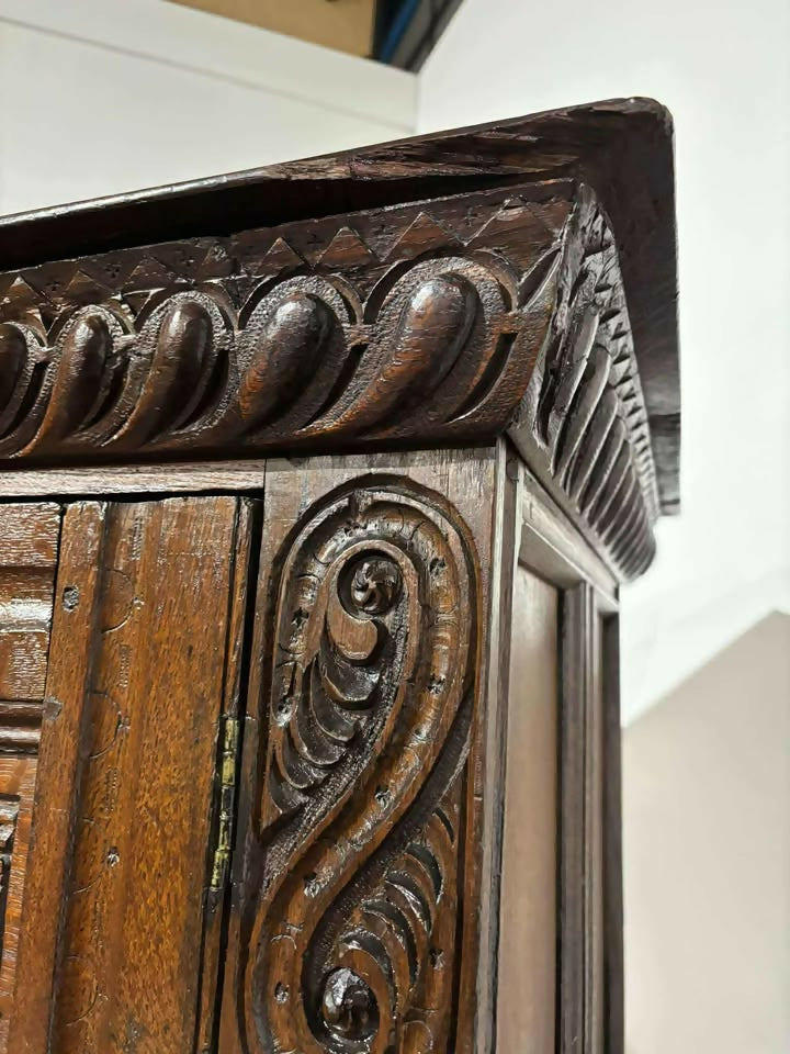17th Century & Later Carved Oak Livery or Hall Cupboard