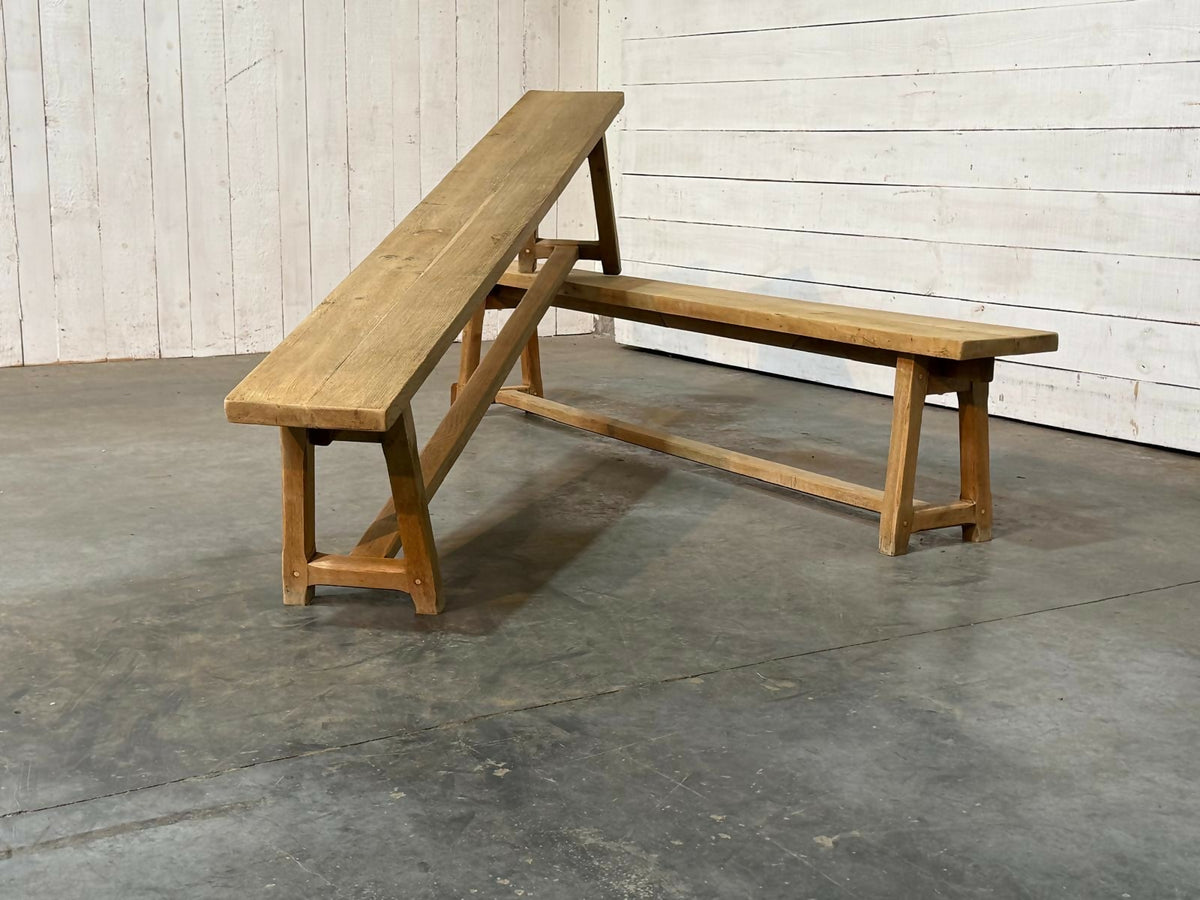 Pair French Oak Dining Benches