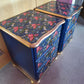 “Blue Floral” 1980s Bedside 3 Drawers