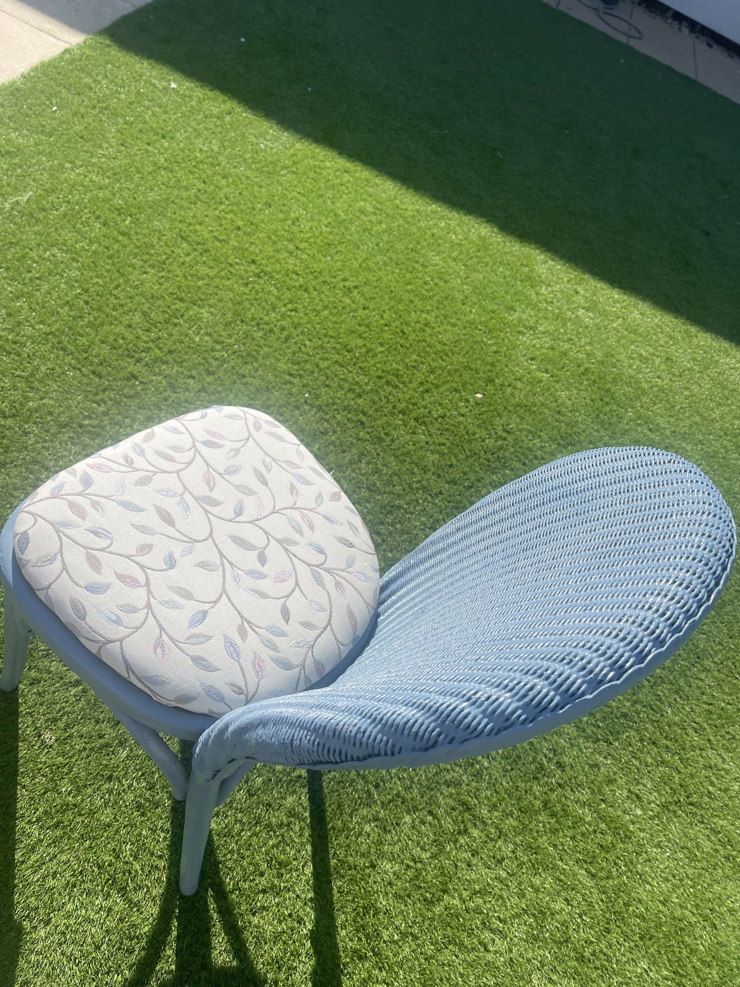 Wedgwood blue accent chair with matching fabric