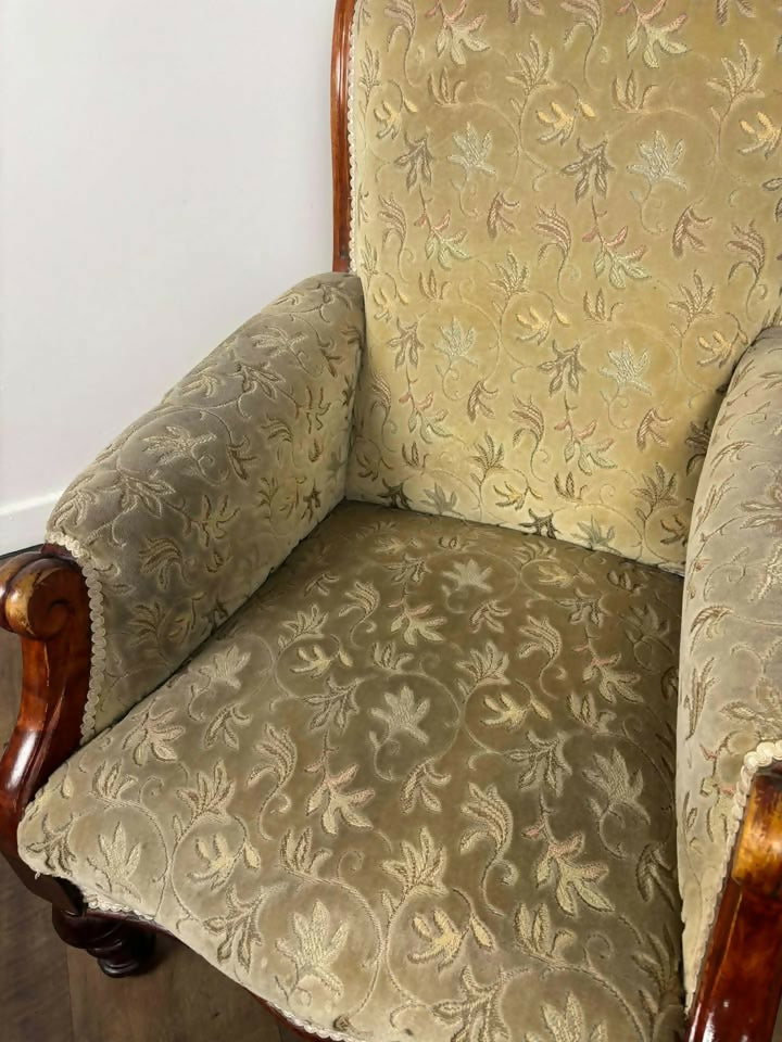 Victorian Mahogany Framed Fireside Armchair