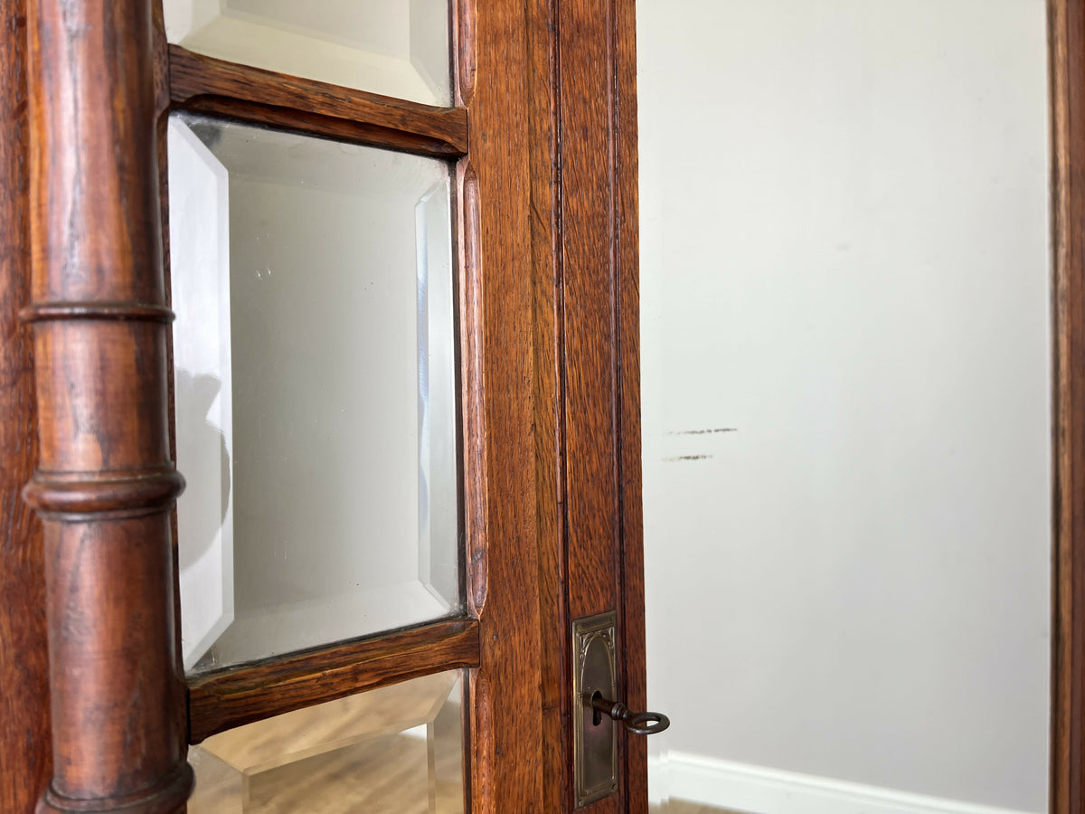 Wardrobe Antique French Style Oak Mirrored Door Carved Armoire LOT 6539