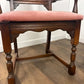 Pair Of Vintage Oak Armchairs With Pink Upholstered Seats & Backs