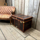 Vintage storage trunk chestnut brown leather