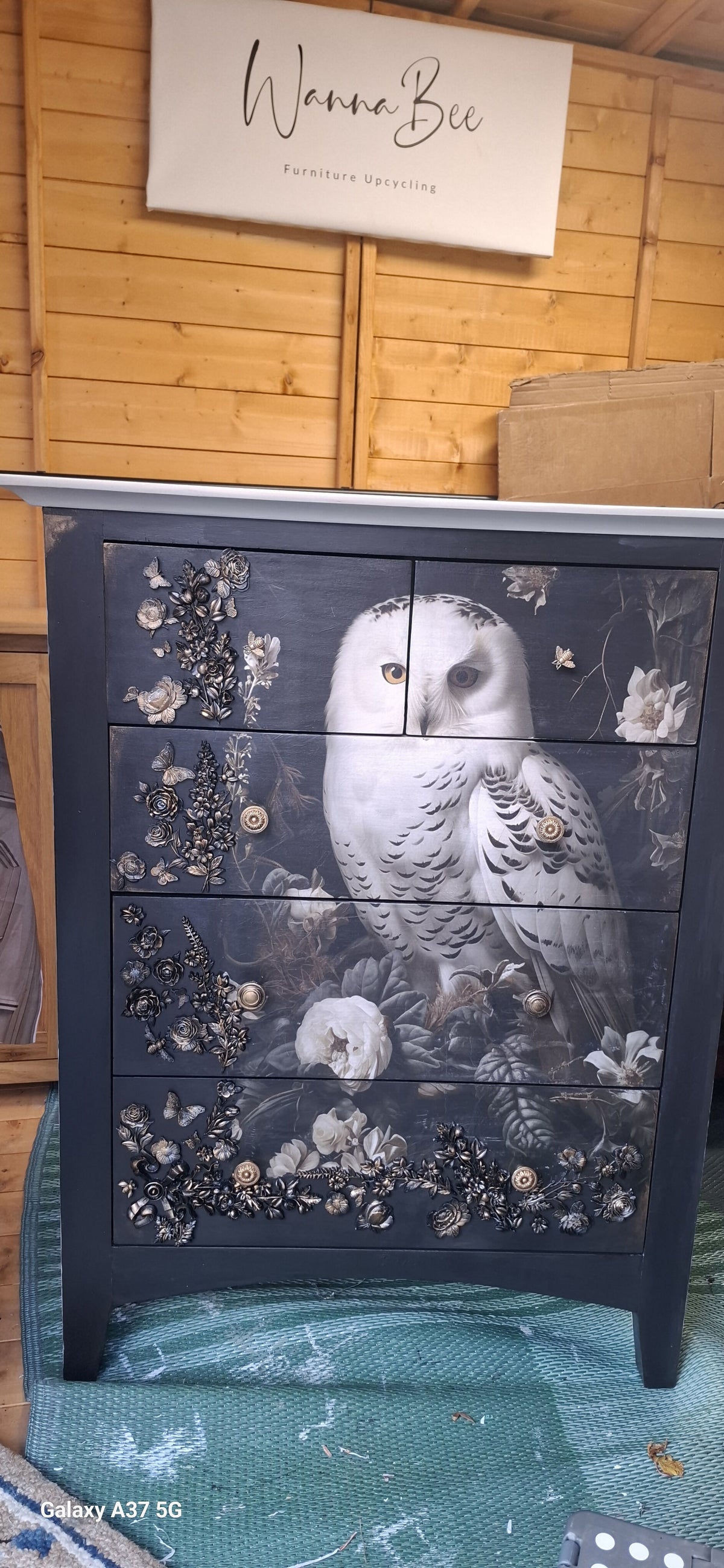 Owl decoupage wood Drawers