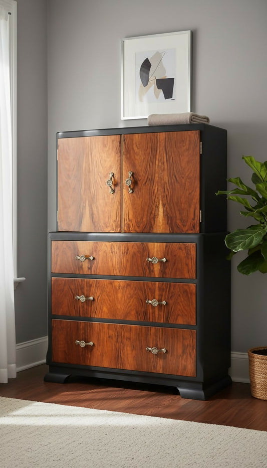 Upcycled Art Deco Tallboy Drinks Cabinet