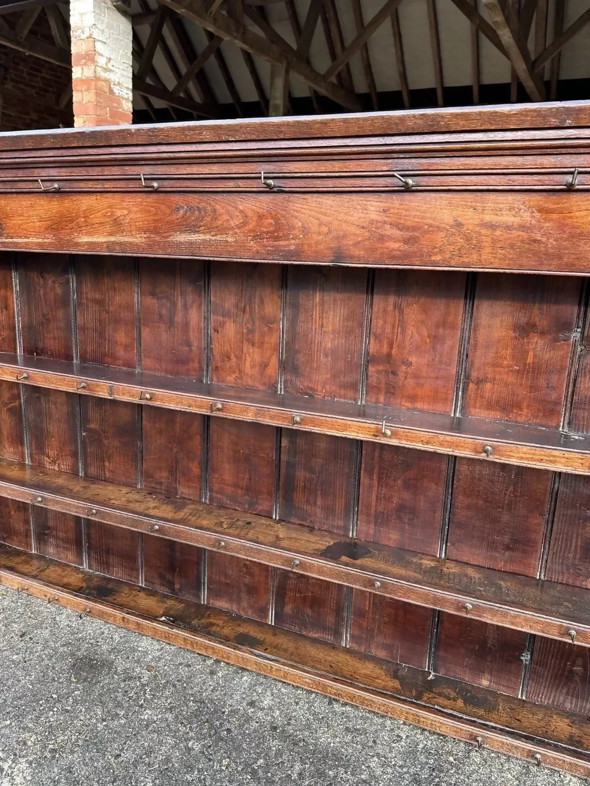 Antique Georgian 19th Century Oak Wall Hanging Shelves Kitchen Larder Pantry