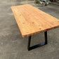 Reclaimed Pine Farmhouse Table Modern Trapezium Metal Industrial Legs Seat 6/8