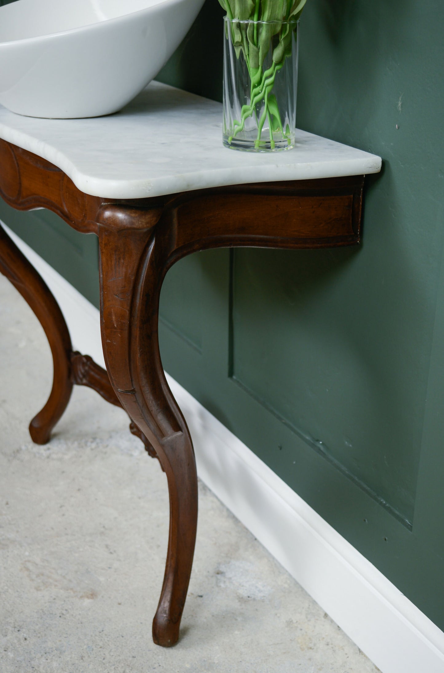 Antique Mahogany Marble Bathroom Vanity Unit with Sink - SKU 197