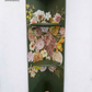 Refinished Nathan deep olive and neutral floral corner cabinet, cupboard, sideboard, shelves drinks cabinet