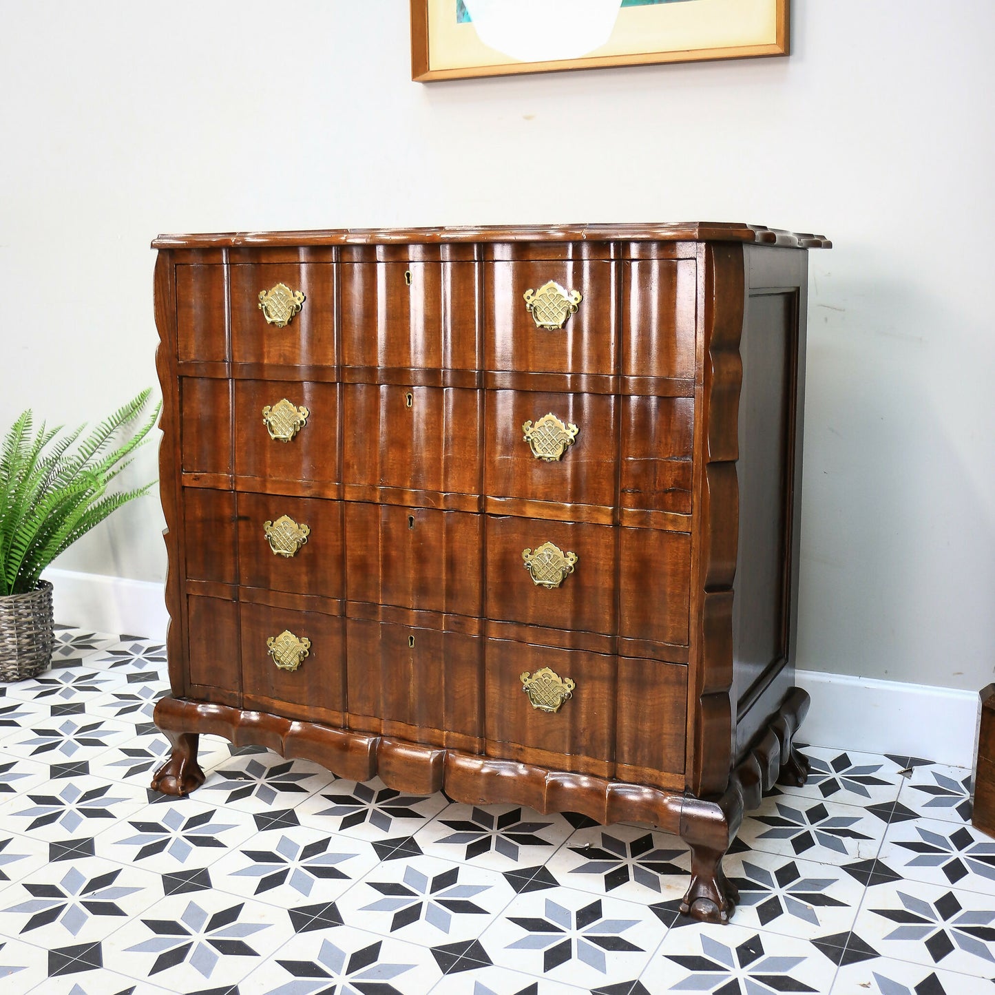 Serpentine Chest of Drawers Dutch Colonial Style South African Stinkwood Chest.