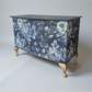 Vintage bedding blanket box ottoman navy blue floral chest