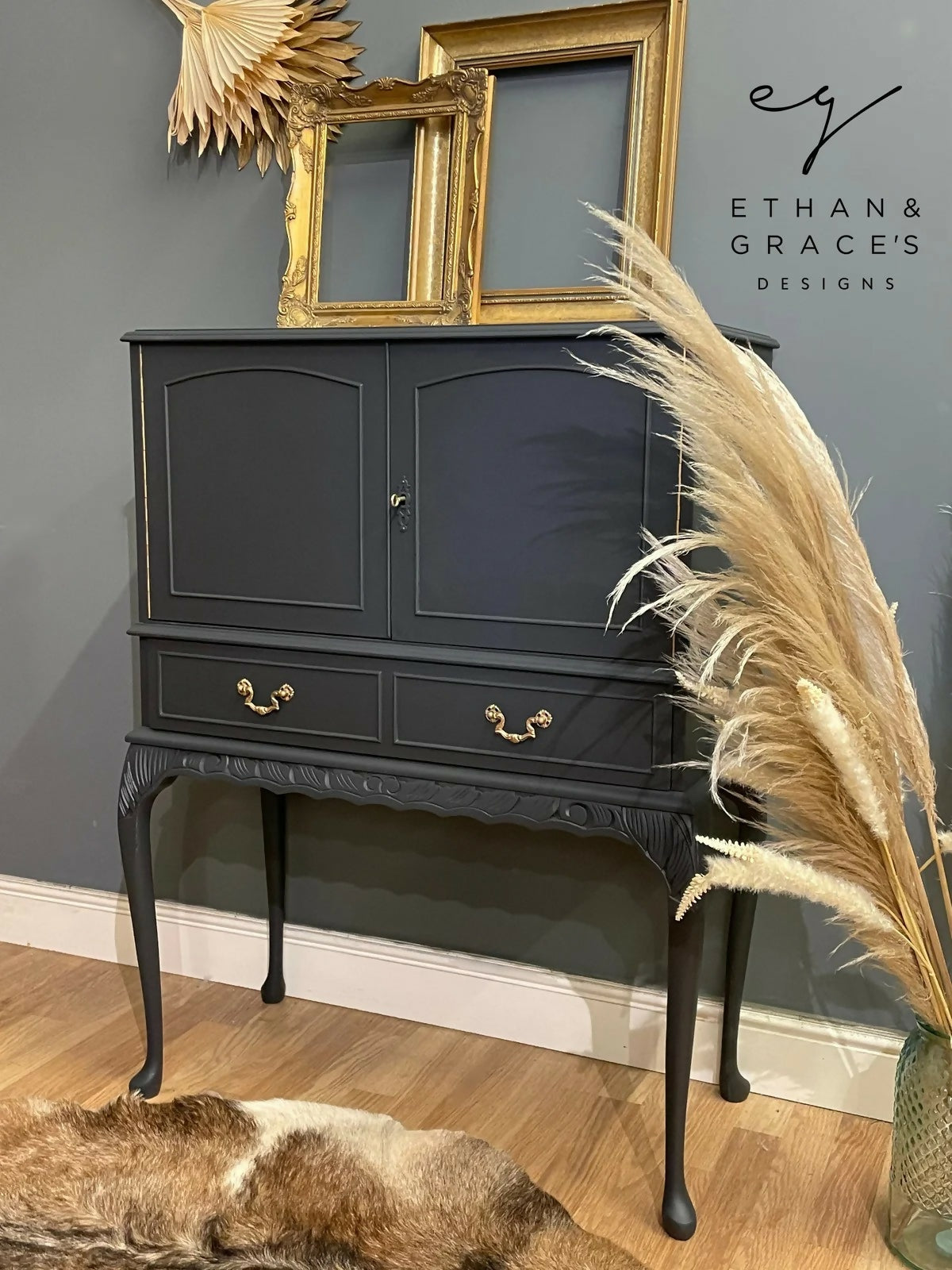 Dark grey drinks cocktail cabinet