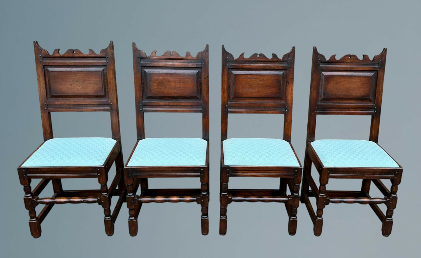 Set of Six Oak Dining Chairs 4+2
