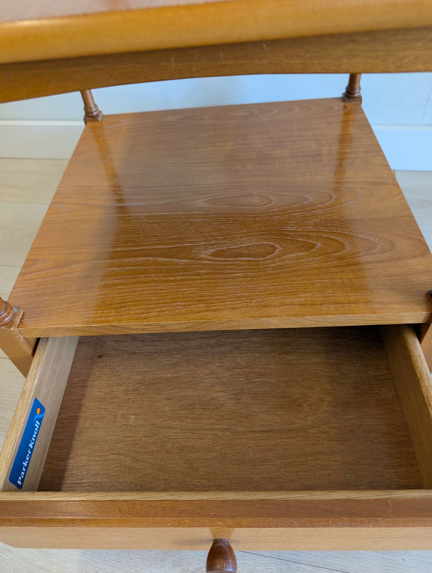 Mid Century Parker Knoll Nathan Teak Side Table with Drawer & Shelf