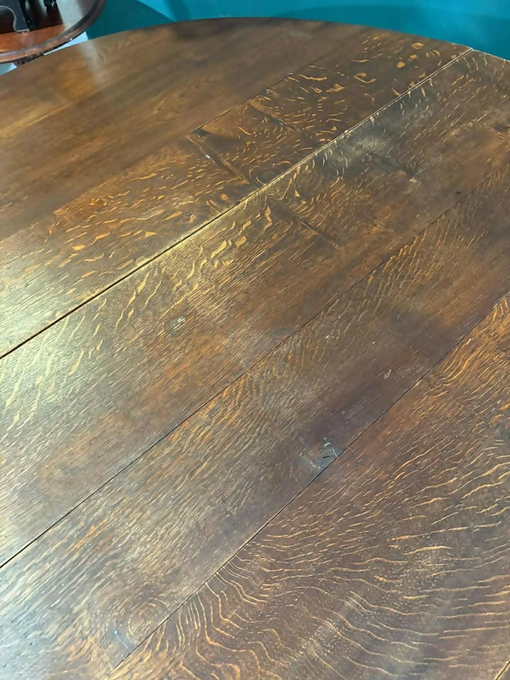 Large Oak Dropleaf Dining Table On Turned Legsty