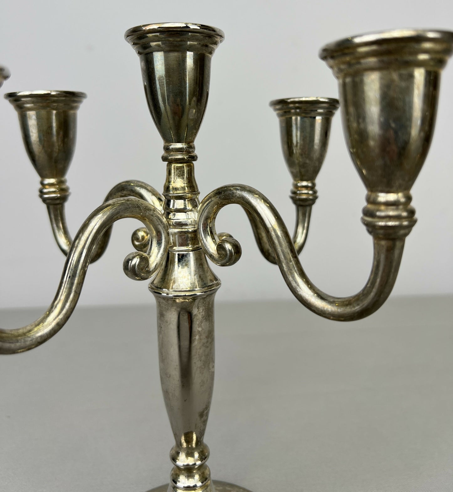 Pair of Candelabras Vintage French Style Metal Five Arm Candle Holders LOT 6481