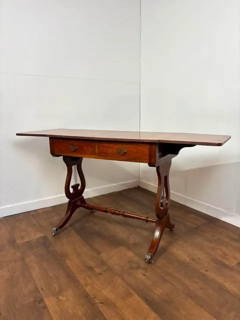 Reproduction Mahogany Drop Leaf Sofa Table with Drawers