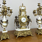 Clock Antique Louis XV Brass Marble Garniture Set With Candelabras LOT 6026