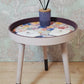 Upcycled Wooden Side End Table | Vintage Hand Painted Chic Bedside Plant Stand Pink & Purple