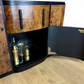 Refinished Art Deco Burl Walnut and Black Sideboard, drinks cabinet, 1930s, buffet