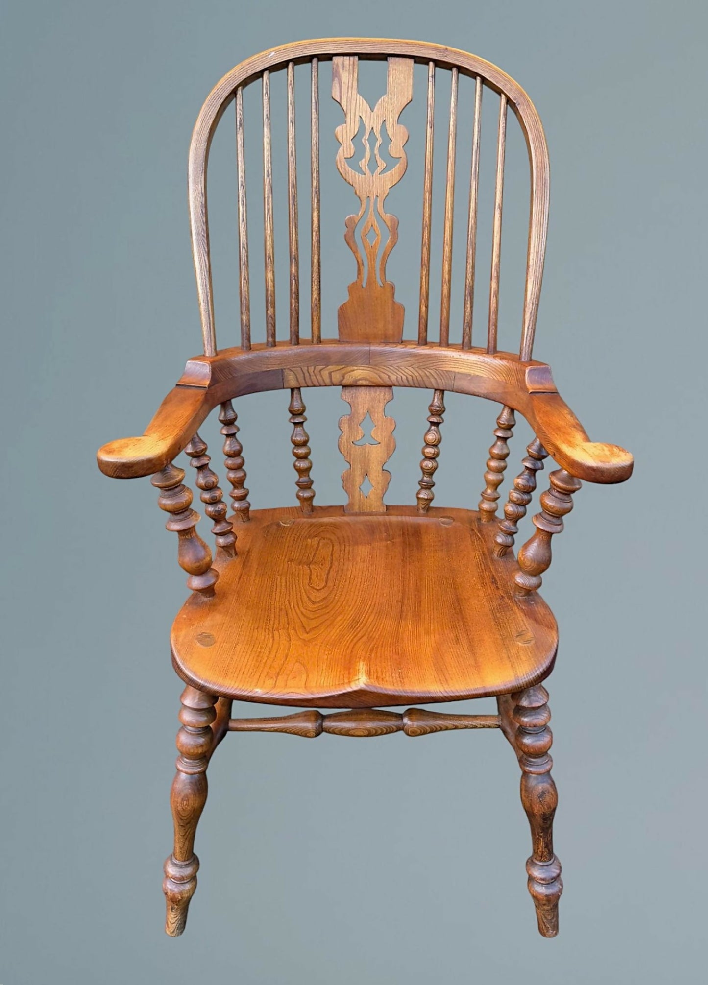 Large Pair of Ash Broad Arm Windsor Chairs