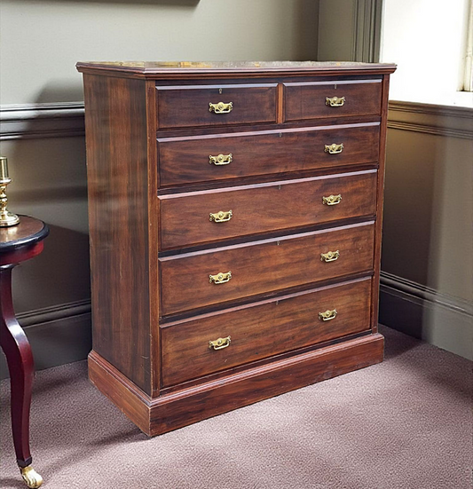 Large Edwardian Walnut Chest of Drawers