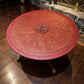 Mughal-Inspired Crimson Red & Gold Round Statement Eastern Coffee Table