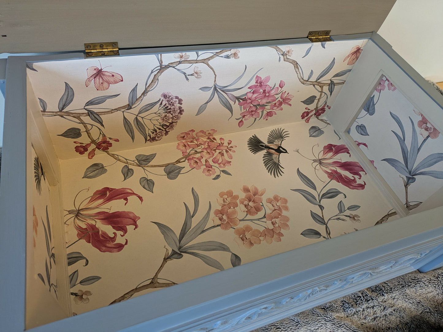 Ornate vintage blanket box or toy chest