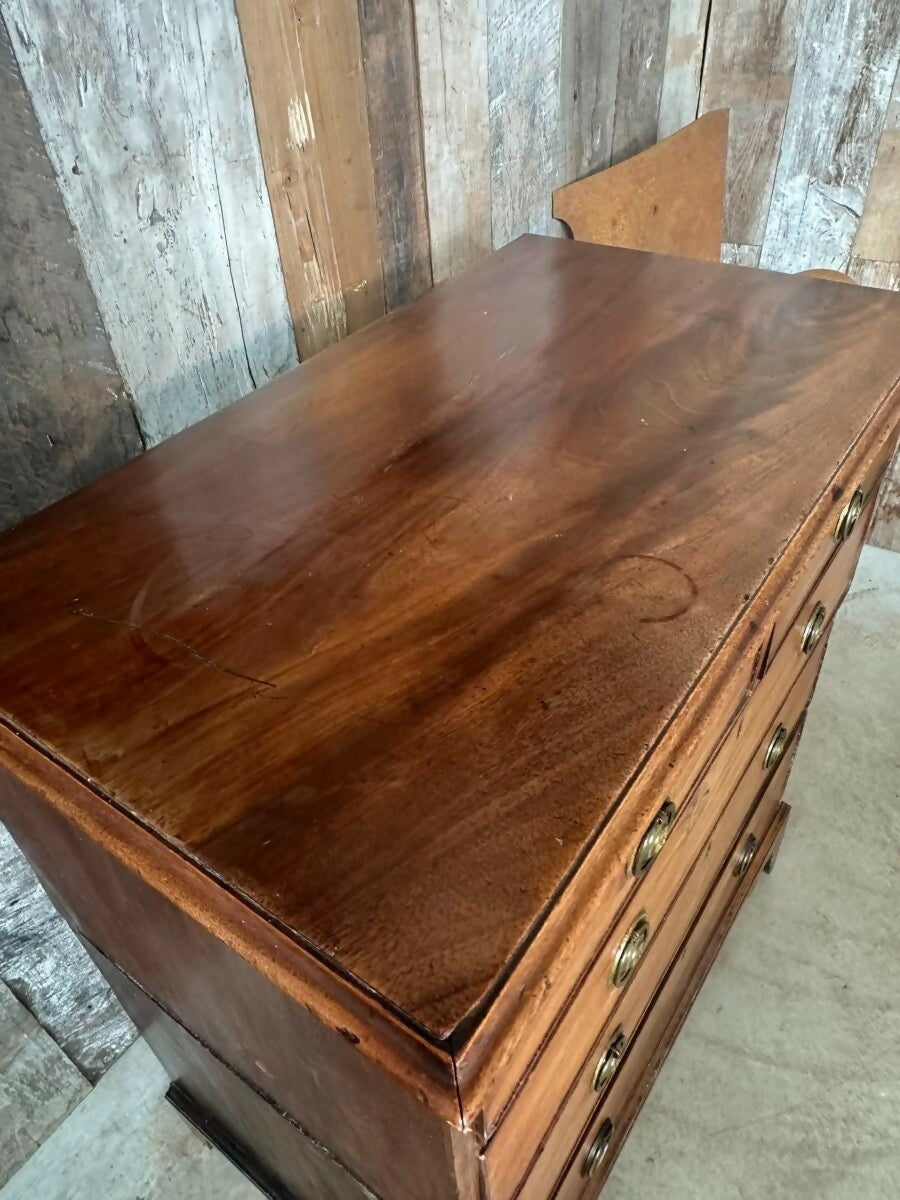 Antique Georgian Mahogany Two over Three Chest of Drawers, c 1820