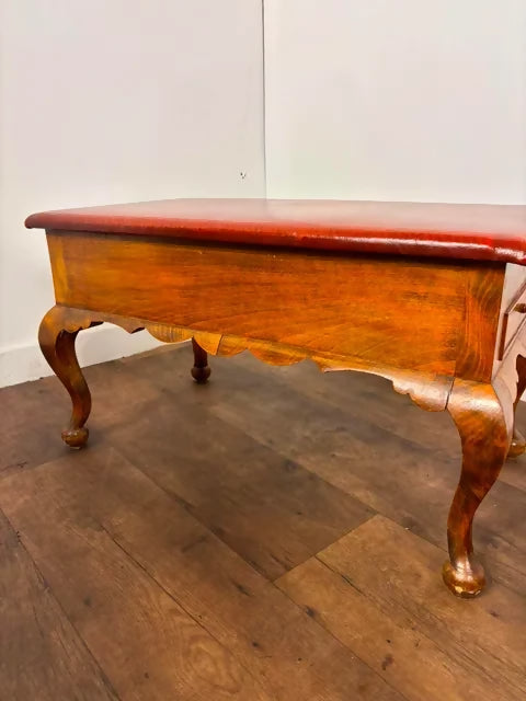 Vintage Leather Top Sewing Box - Stool