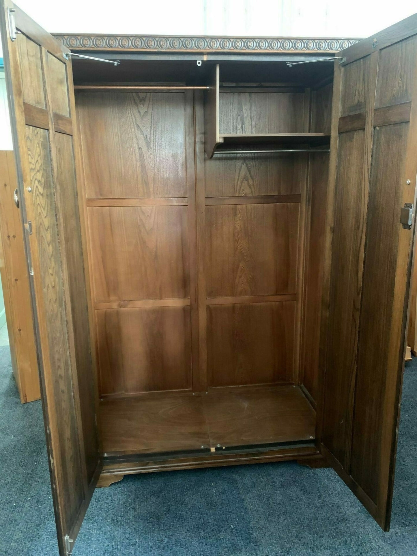 Bespoke Painted Beautiful Vintage Wardrobe Old Charm Linenfold Oak