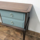 Vintage Stag Minstrel Dressing Table, Desk Dark Wood and Green Blue. Painted Upcycled Furniture