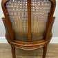 Armchair Vintage French Style Cane Upholstered Accent Carved Chair LOT 6311