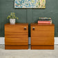 Pair Mid Century Teak Bedside Table - 1960s - Avalon