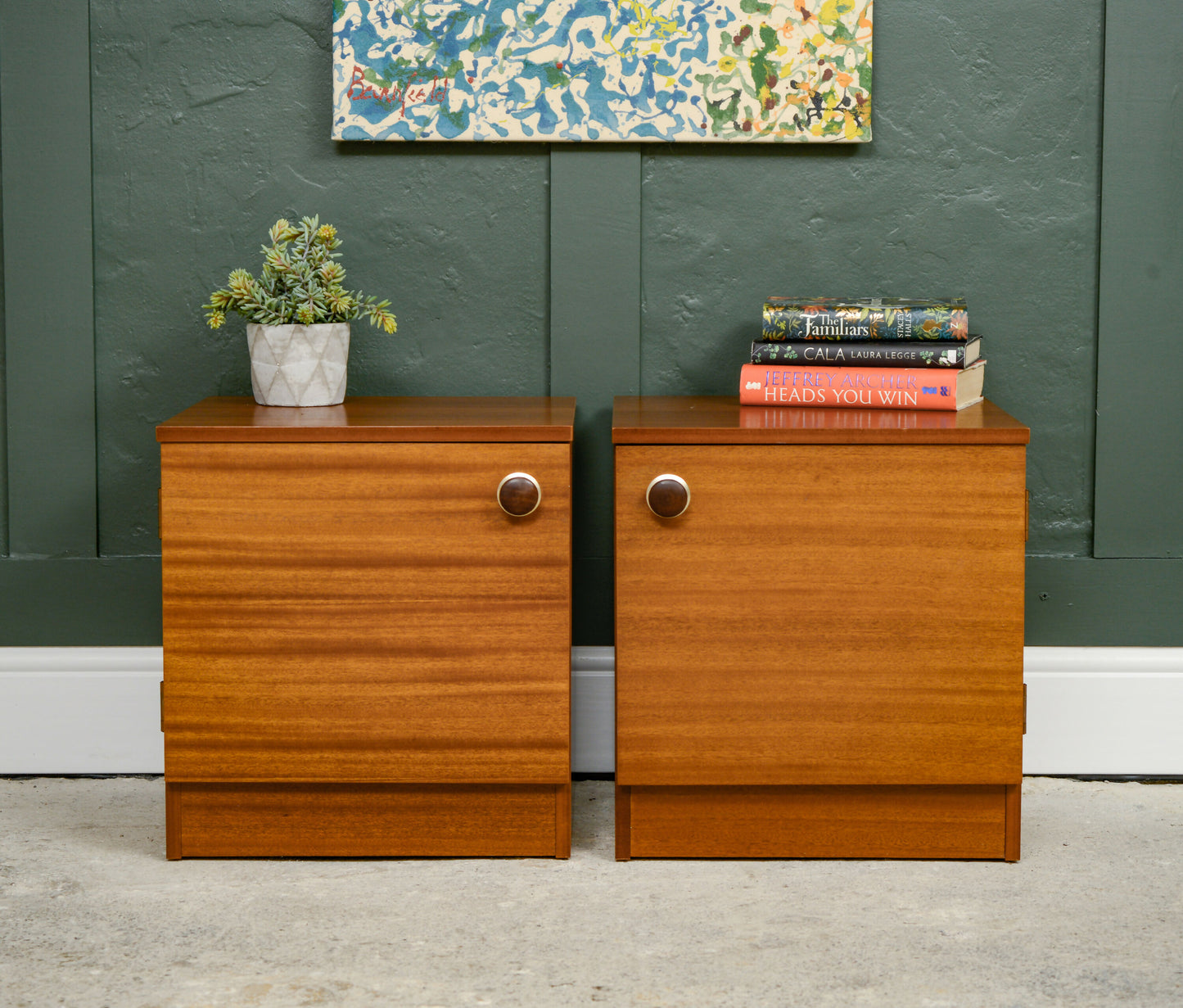 Pair Mid Century Teak Bedside Table - 1960s - Avalon