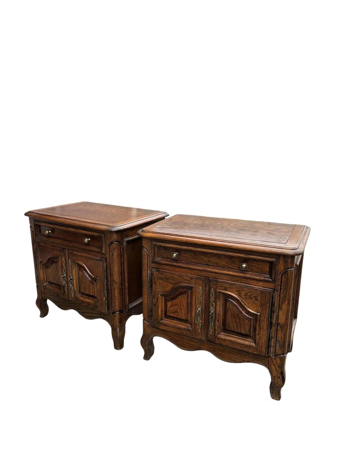 Vintage Oak French Provincial style bedsides cupboards by Century furniture