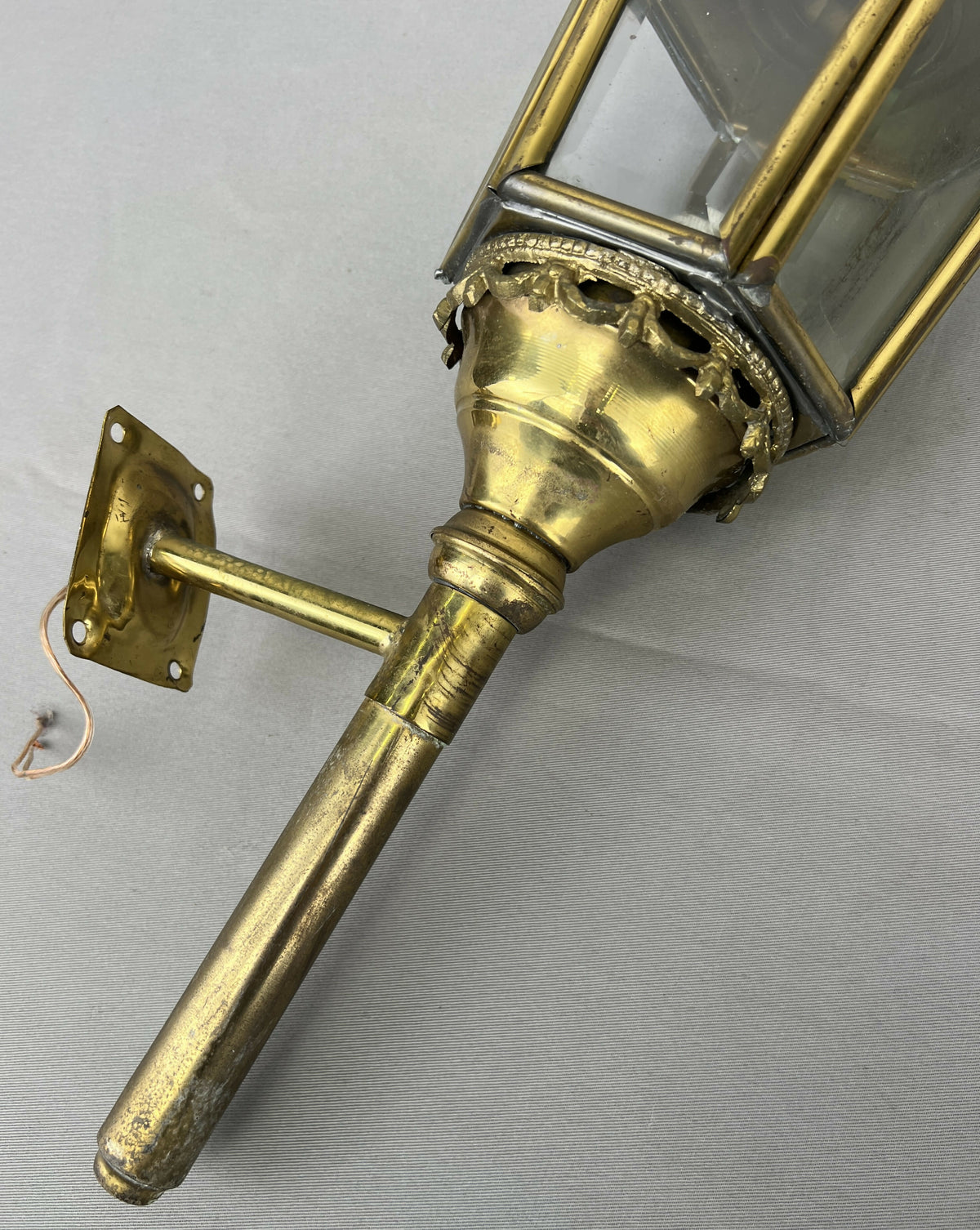 Pair of Wall Lights Antique French Style Lantern Sconces Glass LOT 6478