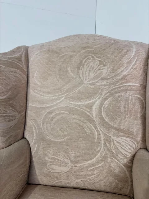 Vintage Style Cream Fabric Wingback Armchair
